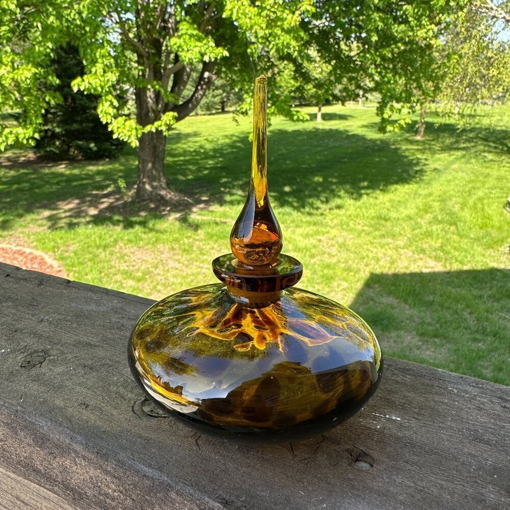 Silvestri Blown Glass Perfume Bottle with Stopper, Animal Print Design